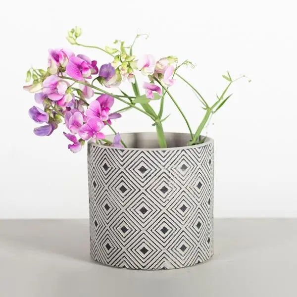 Black/Grey Cement Diamond Planter Pot