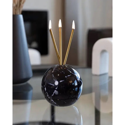 Neva Black Marble Candle Holder