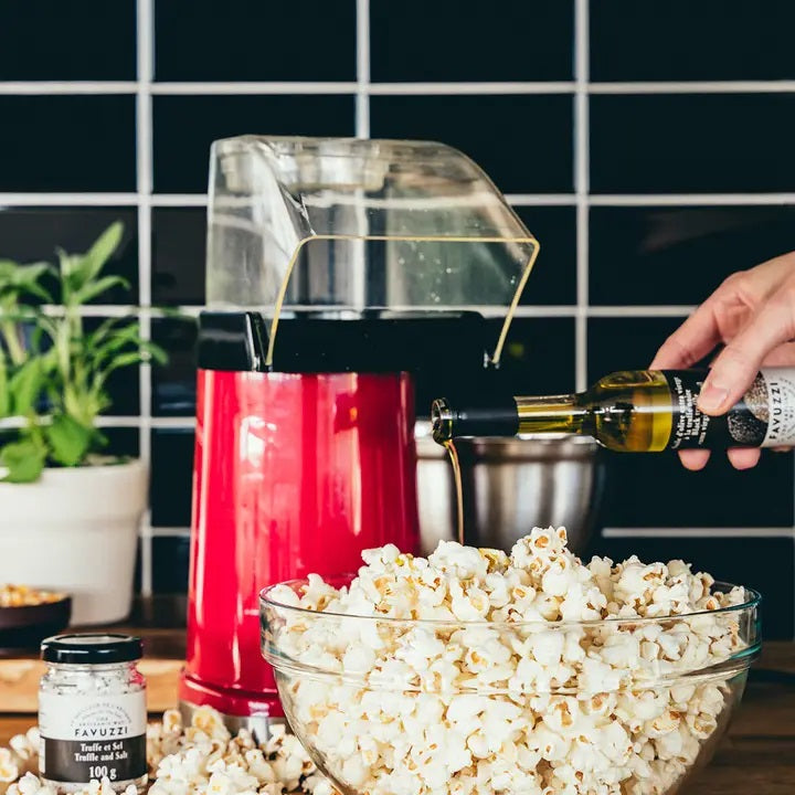 Black Truffle Extra-Virgin Olive Oil on popcorn