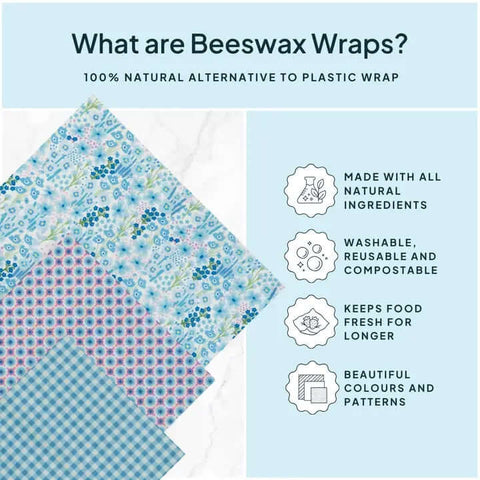 Blue Themed Beeswax Wraps - Beeswax Wraps - Nature Bee