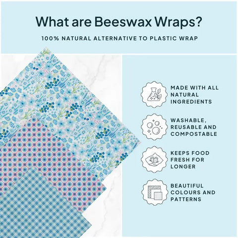 Nature Bee - Blue Themed Beeswax Wraps