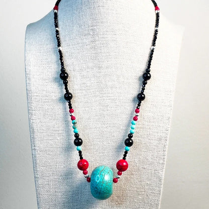 Turquoise Black Obsidian Necklace