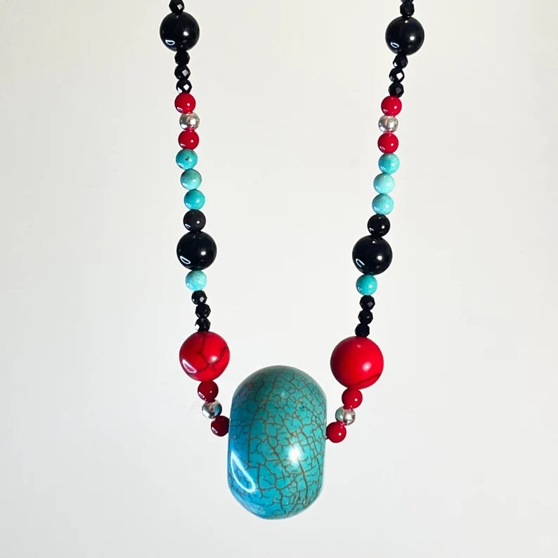 Turquoise Black Obsidian Necklace