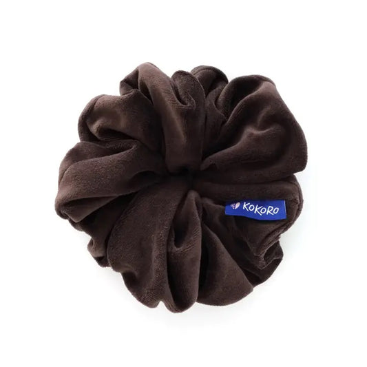 Kokoro - Brown Fleece Oversized Scrunchie