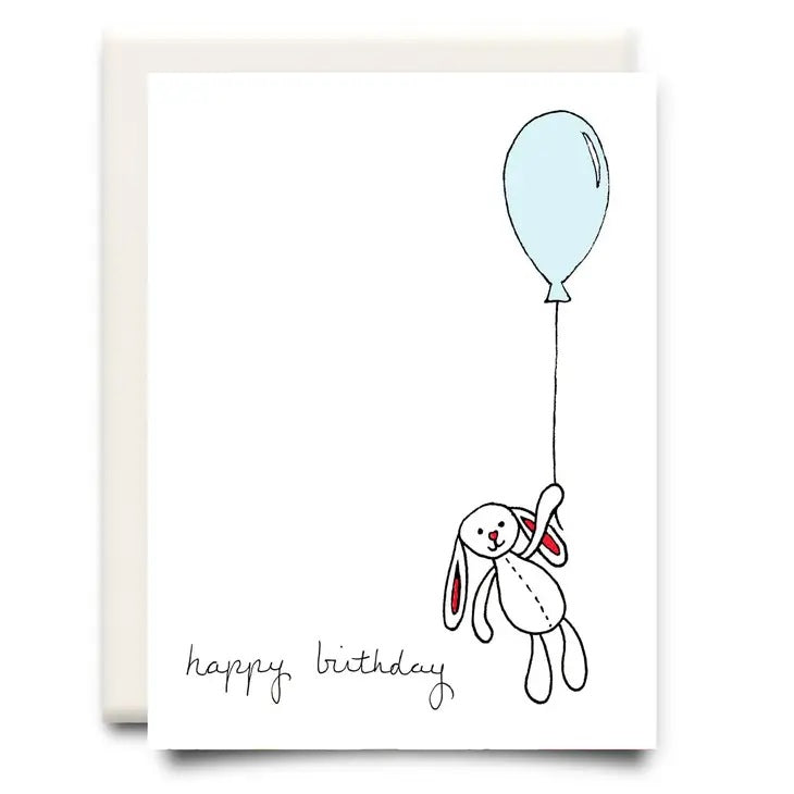 Inkwell Cards - Bunny Balloon Birthday Card
