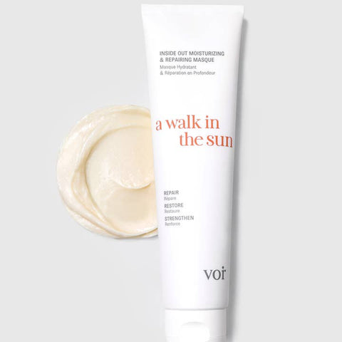hair masque product with 'a walk in the sun' text on a white background