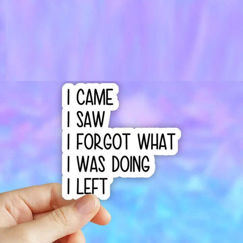 I Came I Saw I Forgot Sticker