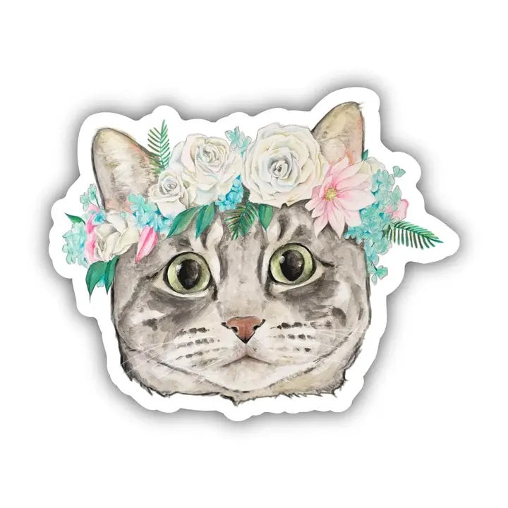 cat wearing flower crown