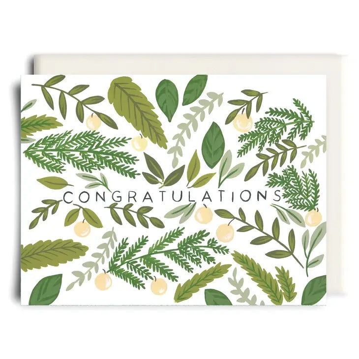 Inkwell Cards - Congratulations Green Foliage