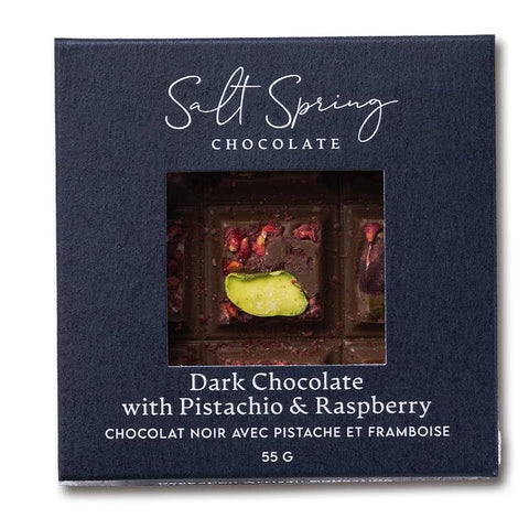Dark Chocolate Raspberry Pistachio Bar - Chocolate - Salt Spring Chocolate