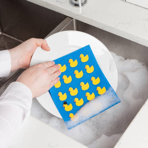 Reusable dishcloth Vancouver rubber duckies pattern