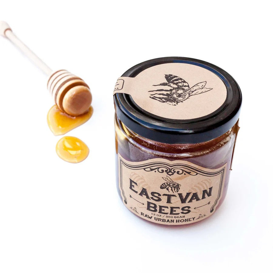 eastvan bees honey with honeycomb dripping