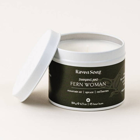 fern woman candle juniper fir balsam red berries