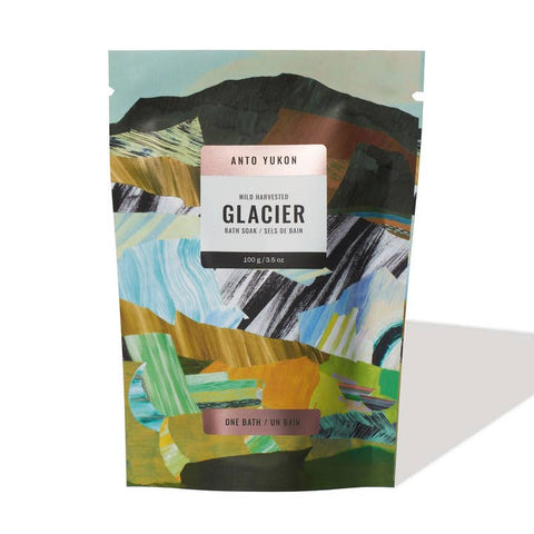 Colorful packaging of Anto Yukon Glacier bath soap with abstract design