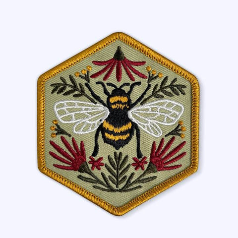 Honey Bee Hexagon Sew On Patch