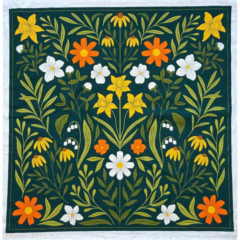 floral tea towel canada kitchen decor yellow green