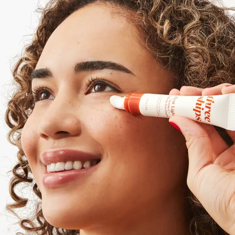 First Light Vitamin C + Caffeine Eye Cream in use