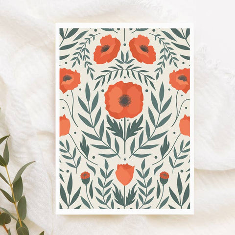 Floral Poppy Greeting Card | Floral Birthday Card - Greeting Card - Kourtni Gunn Art