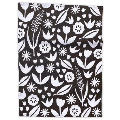 Black and White Floral Tea Towel