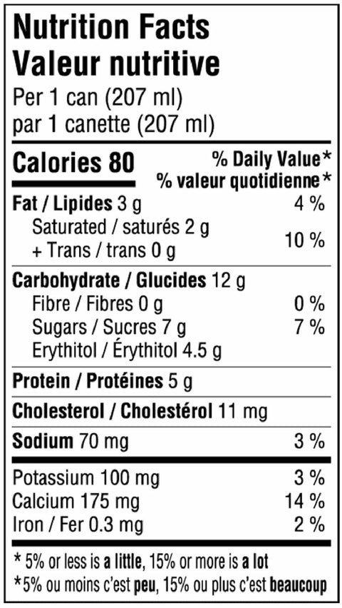 Lactose-Free Dairy Vanilla Latte nutritional information