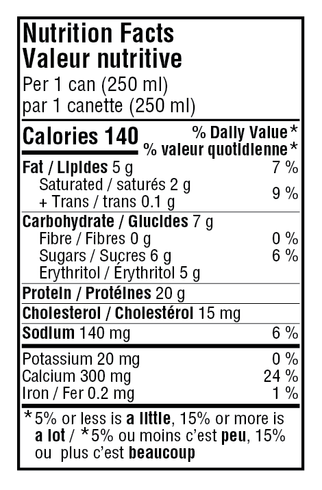 Chocolate Protein Latte nturitional information