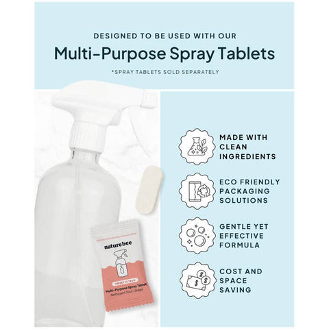 Glass Multi - Purpose Spray Bottle - Cleaner - Nature Bee
