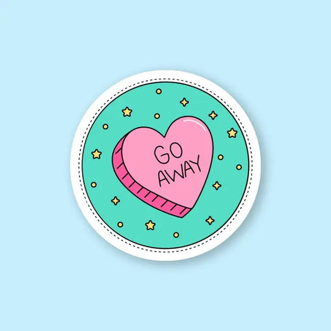 Go Away Heart Vinyl Sticker