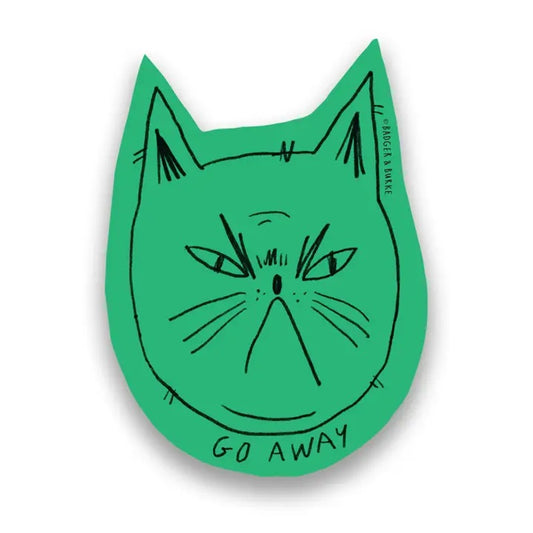 Badger & Burke - Go Away Green Cat Sticker