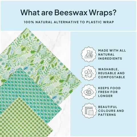 Green Patterns Beeswax Wraps