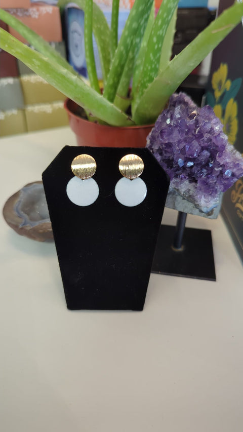 Small Round White Handmade Earrings