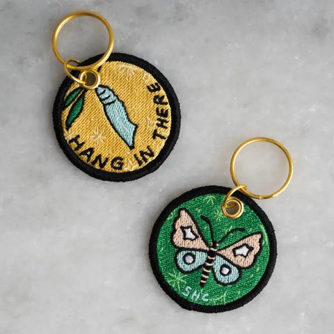 Hang In There Embroidered Keychain