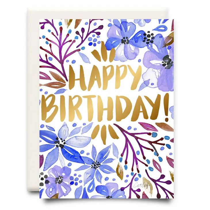 Inkwell Cards - Happy Birthday Blue Purple Lilac