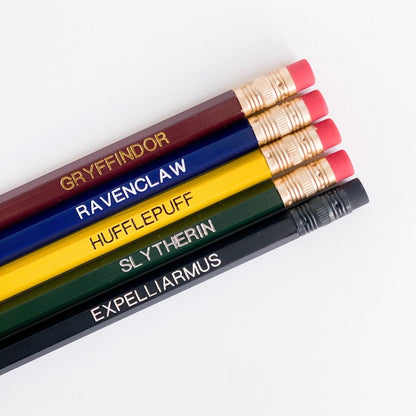 5 pencils with sayings from harry potter
