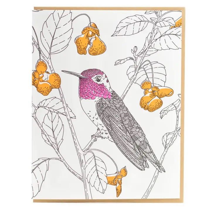 Porchlight Letterpress - Hummingbird Greeting Card