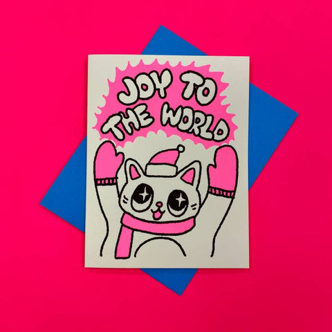 Joy To the World Cat Greeting Card - Greeting Card - Secret Planet