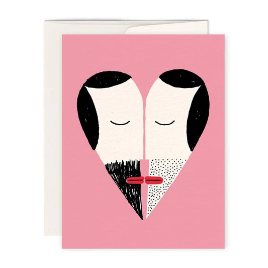man kissing man card with heart