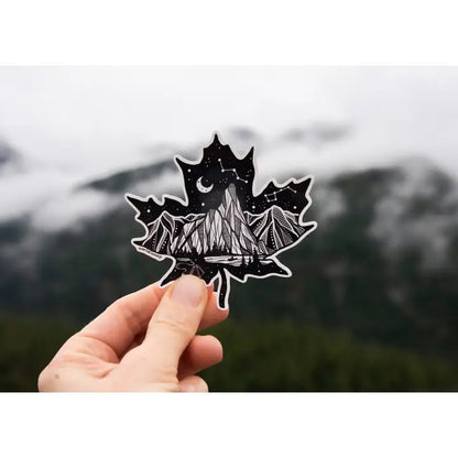 Maple Leaf Sticker WITH MOUNTAINS