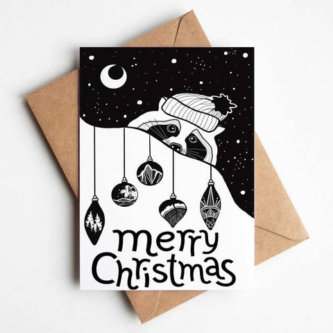 Merry Christmas Raccoon Greeting Card - Greeting Card - Mountain Mornings