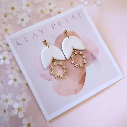Clay Petal - The Mia White Flower Clay Earrings