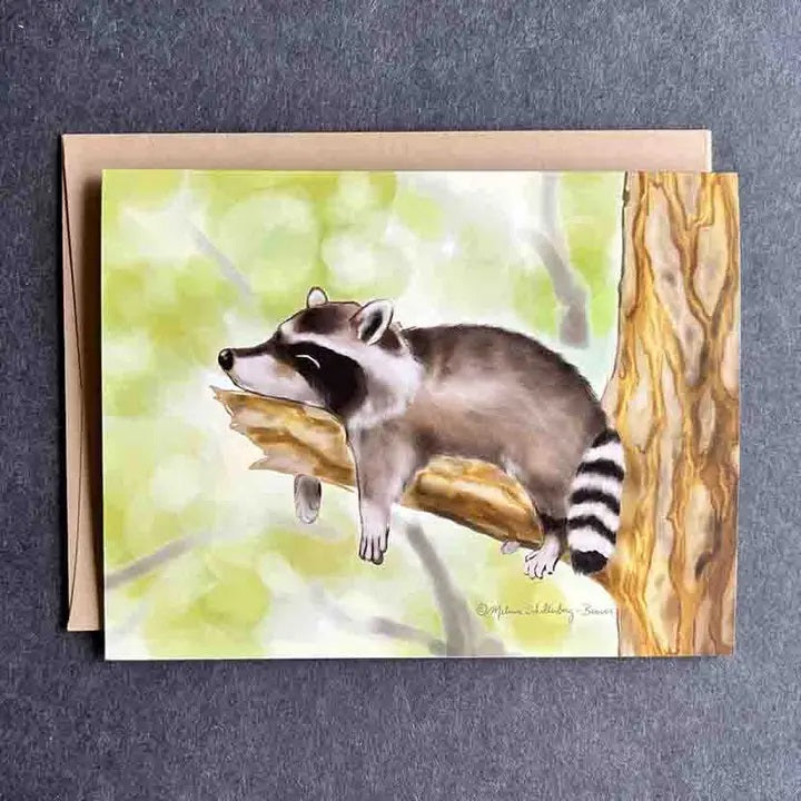 True North Creations - Sleeping Raccoon Greeting Card