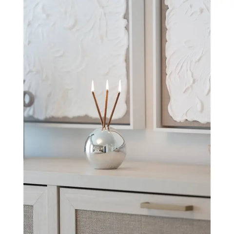 Neva Silver Metal Round Candle Holder