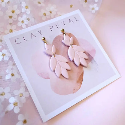 Clay Petal - The Norah Pink Leaf Clay Earrings