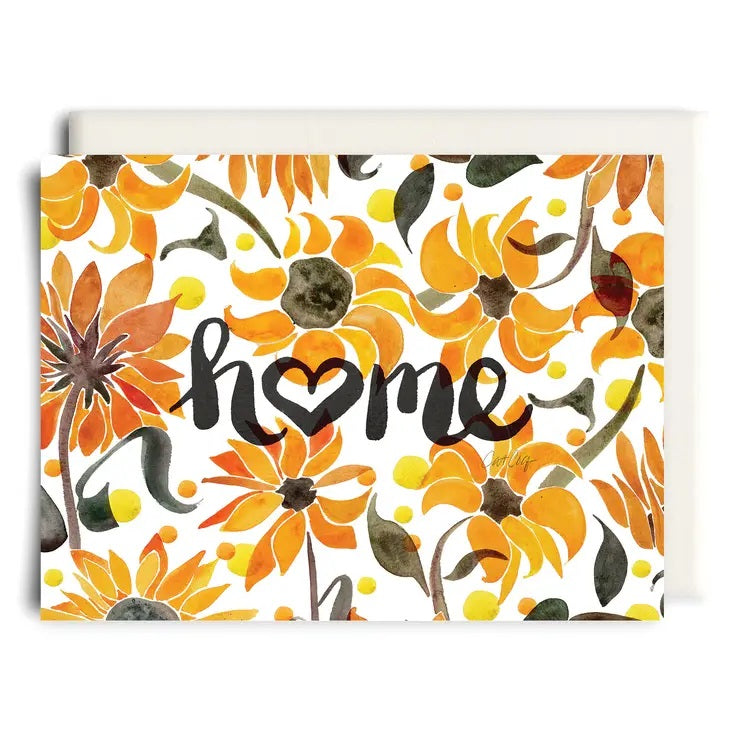 welcome home card with orange flowers