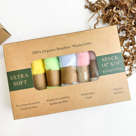 Organic Bamboo Washcloths (Set of 6) - Cloth - The Local Boom Gift Shop