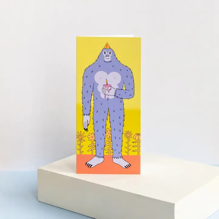 Panoramic Yeti Sasquatch Birthday Card