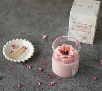 pink flower candle
