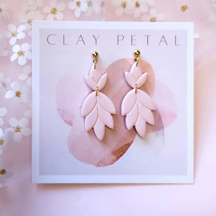 Clay Petal - The Norah Pink Leaf Clay Earrings