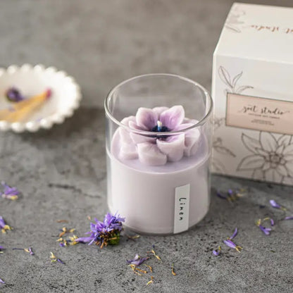 purple flower candle