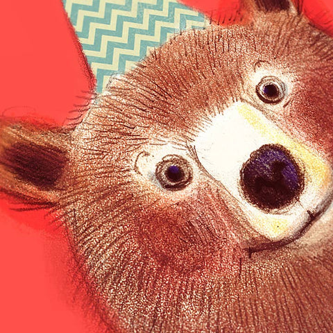Red Birthday Bear Card - Greeting Card - Valérie Boivin Illustration