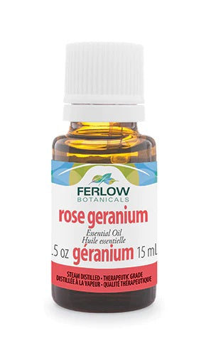 rose geranium oil in 15ml bottle by Ferlow Botanicals